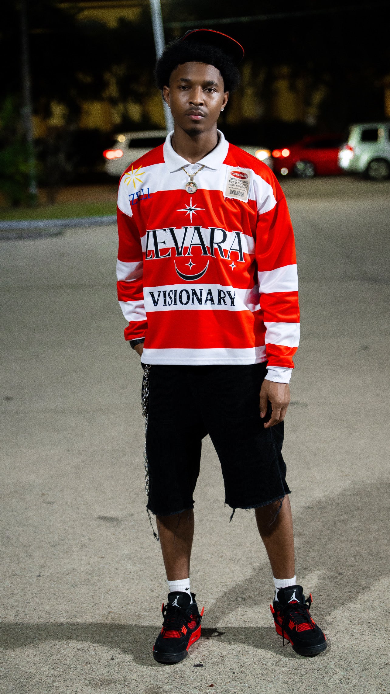 Visionary Flame Varsity Red Stripe Long Sleeve T-Shirt