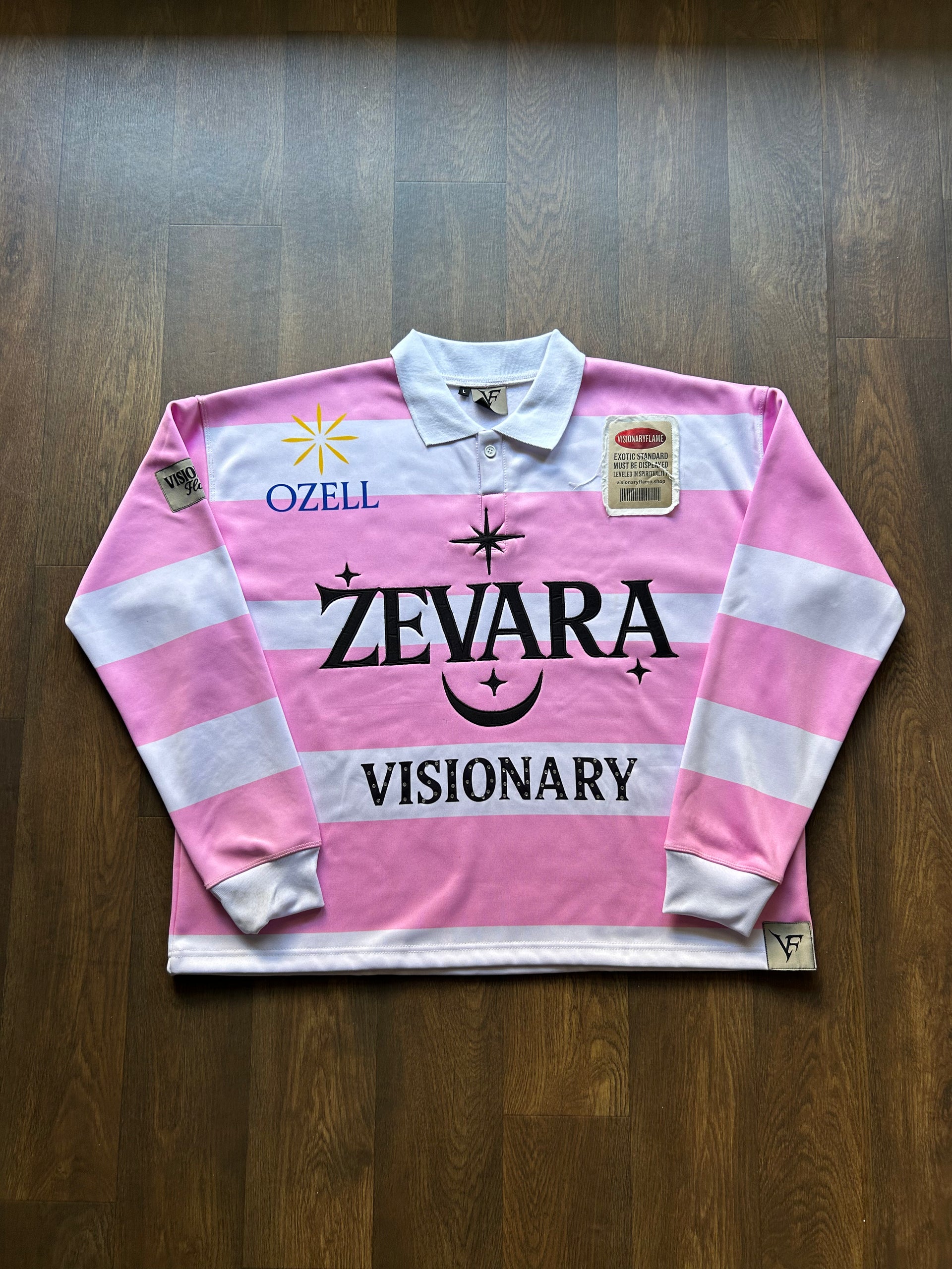 Visionary Flame Varsity Pink Stripe Long Sleeve T-Shirt