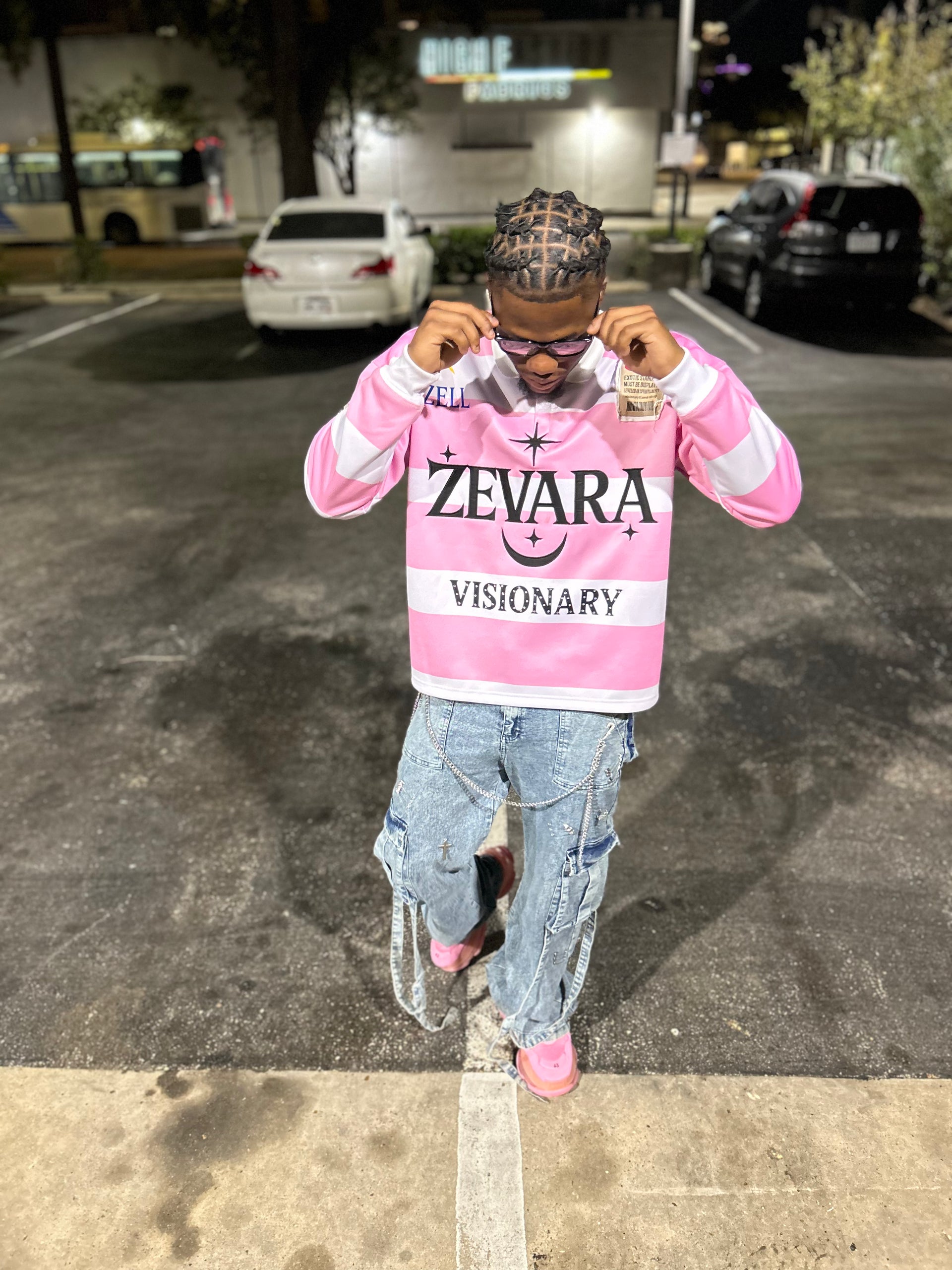 Visionary Flame Varsity Pink Stripe Long Sleeve T-Shirt