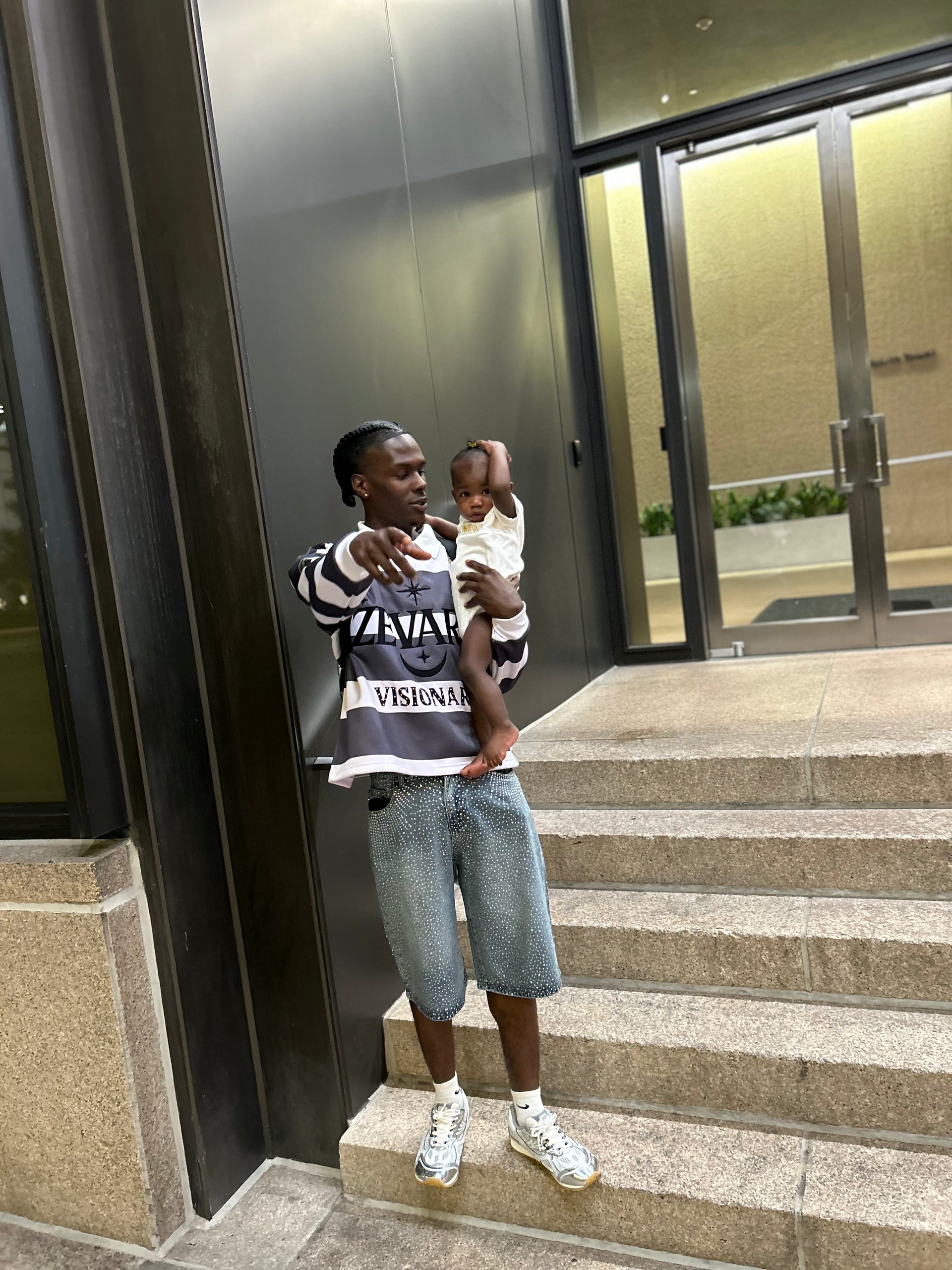 Visionary Flame Varsity Grey Stripe Long Sleeve T-Shirt