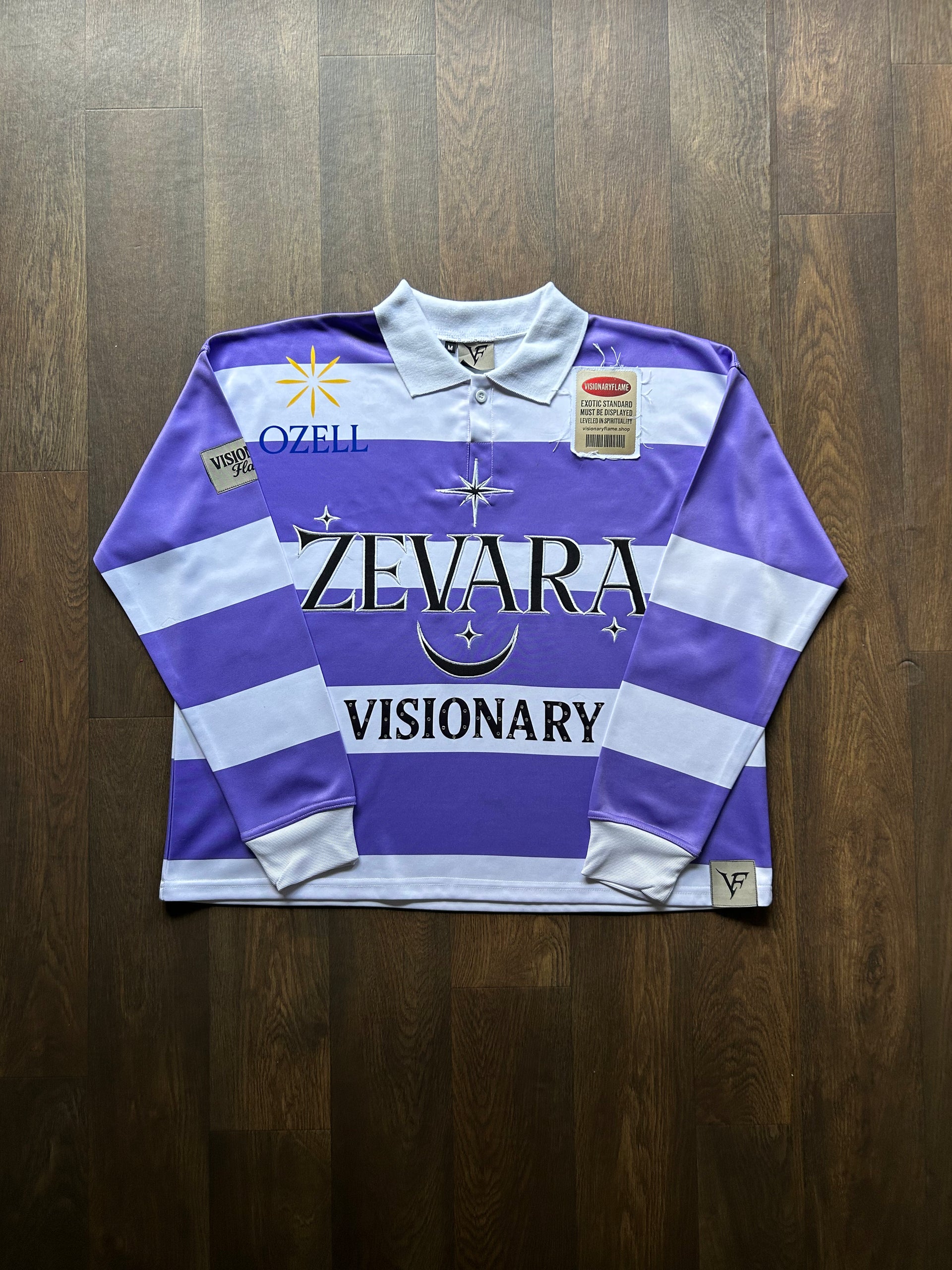 Visionary Flame Varsity Purple Stripe Long Sleeve T-Shirt