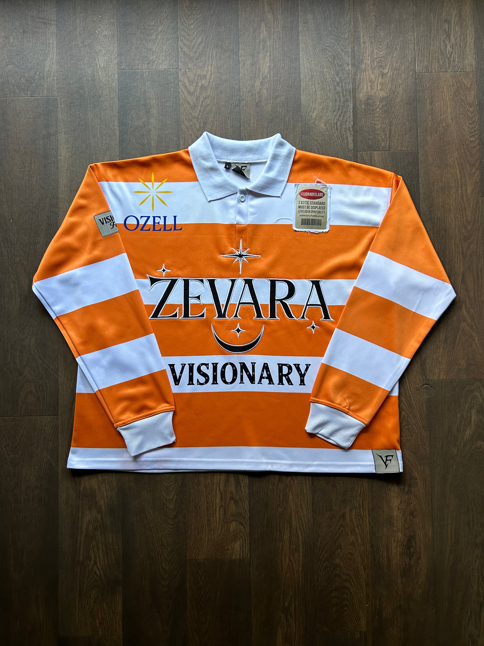 Visionary Flame Varsity Orange Stripe Long Sleeve T-Shirt