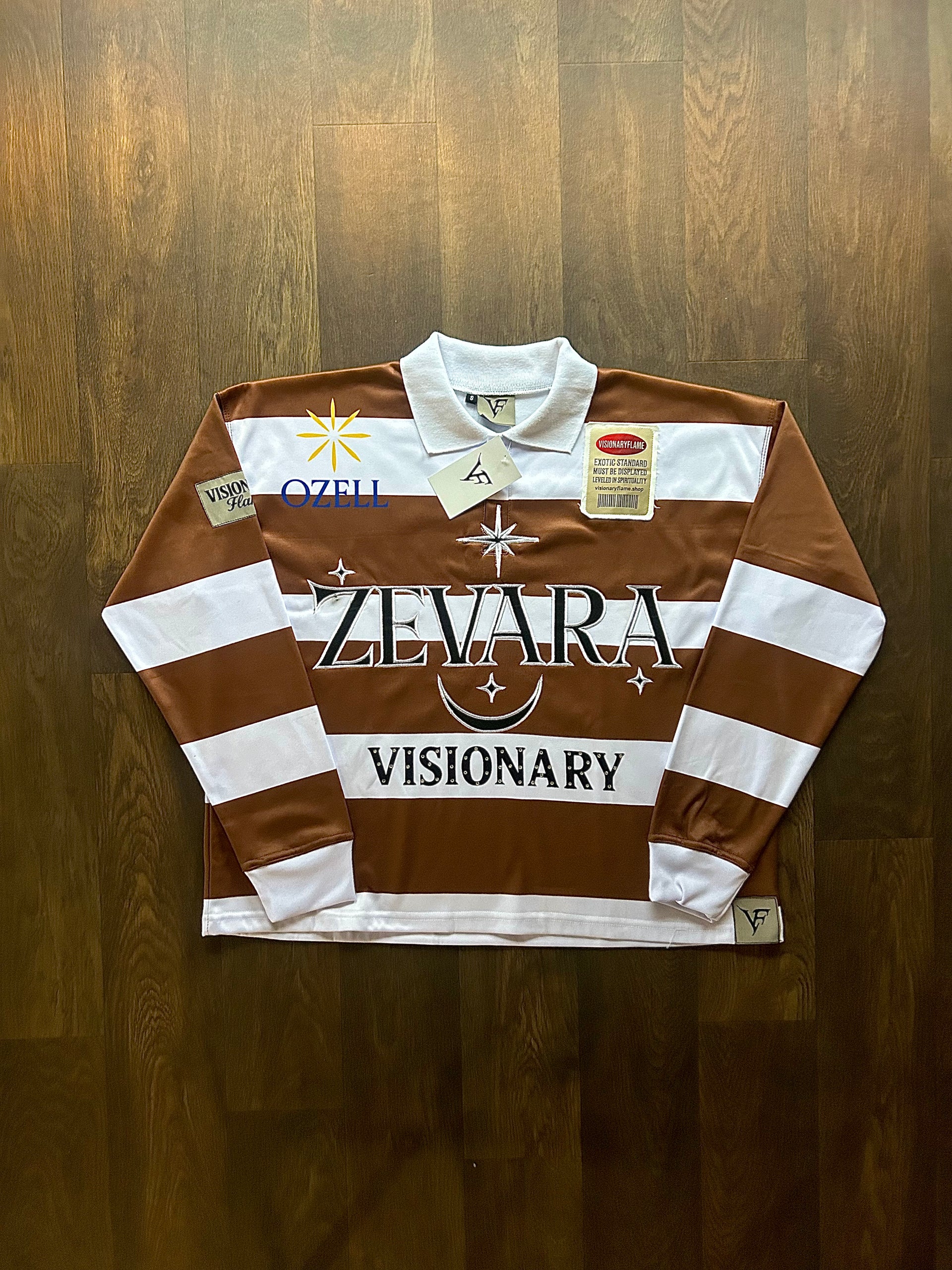 Visionary Flame Varsity Brown Stripe Long Sleeve T-Shirt