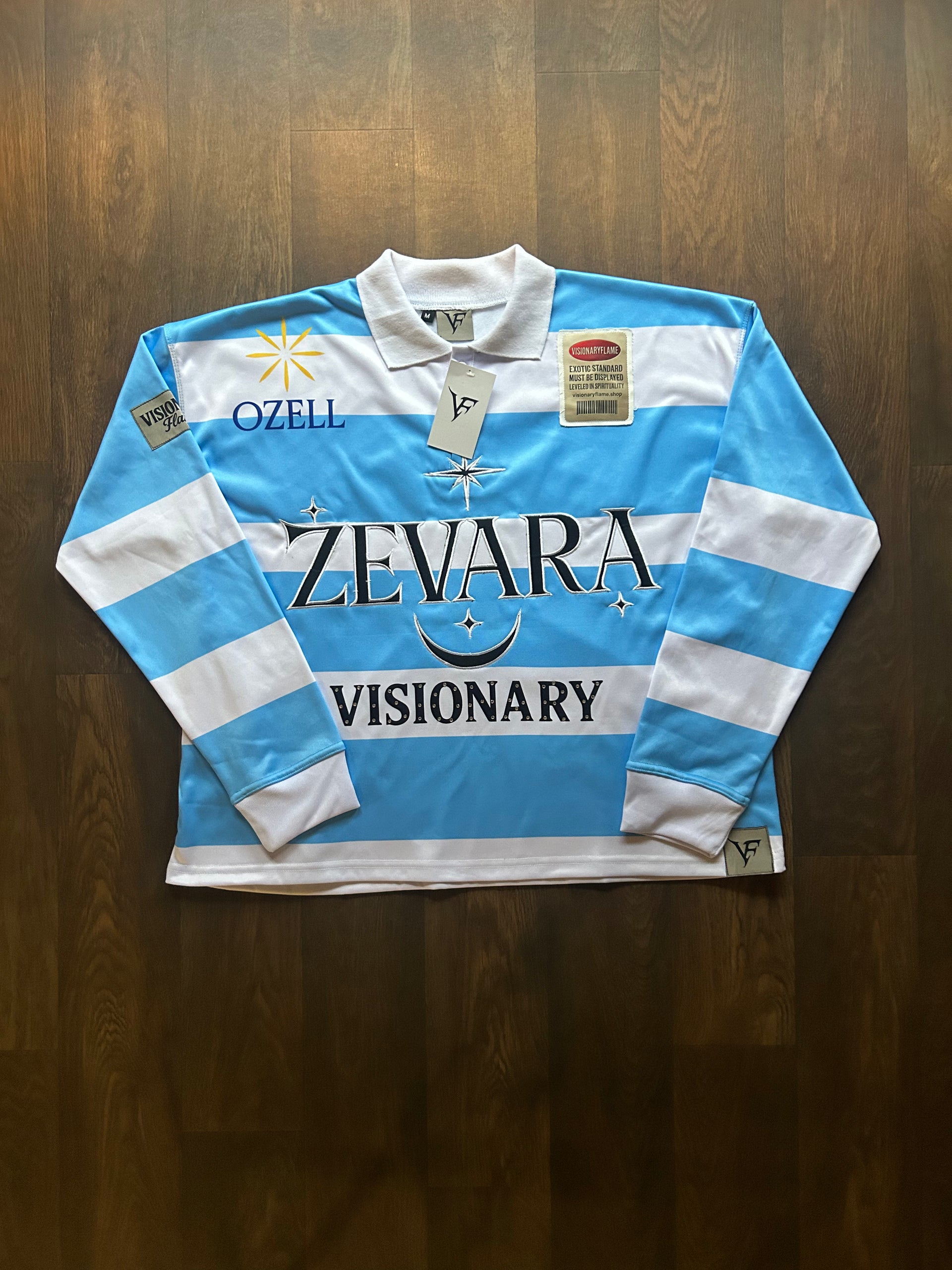 Visionary Flame Varsity Blue Stripe Long Sleeve T-Shirt