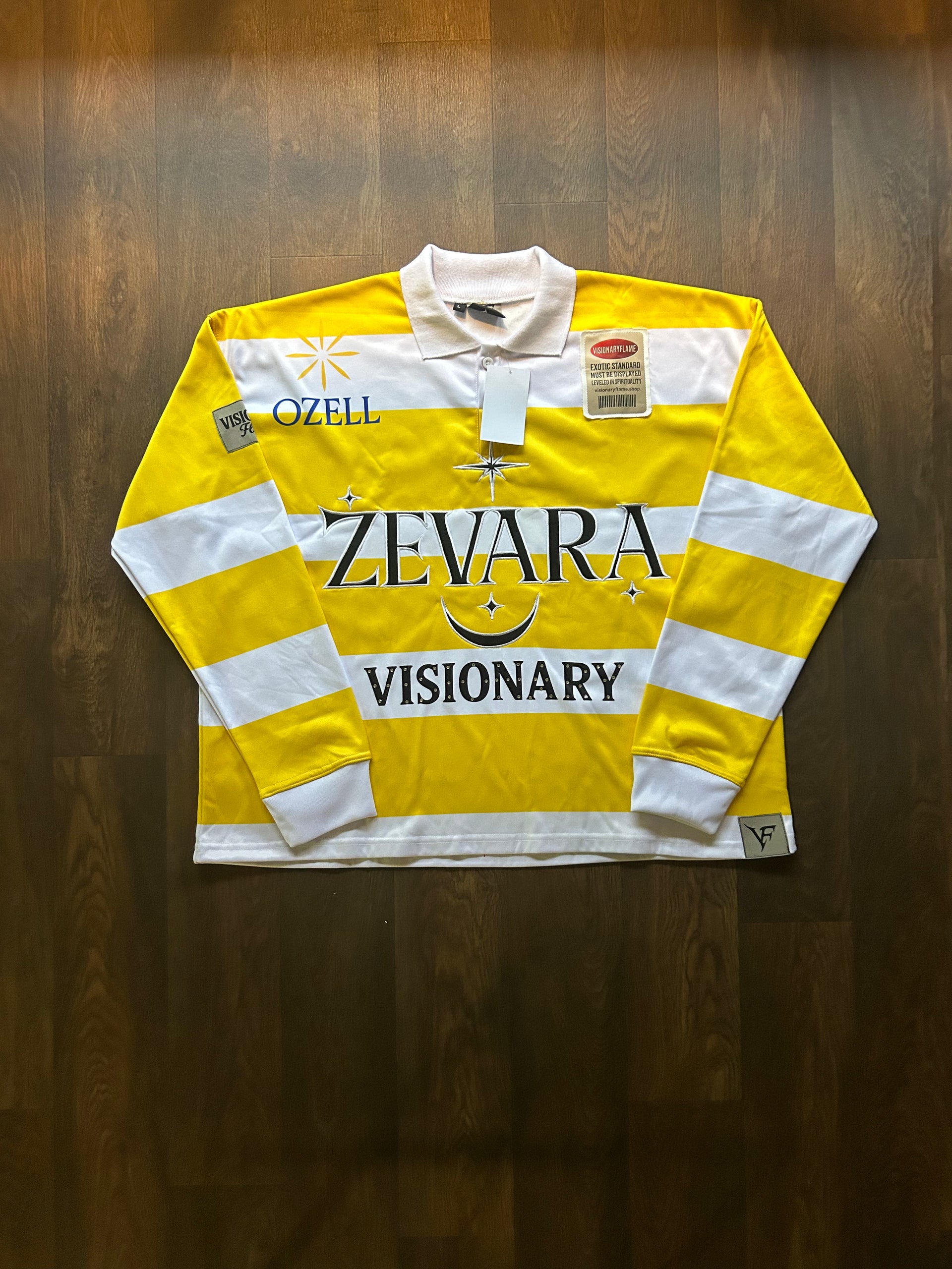 Visionary Flame Varsity Yellow Stripe Long Sleeve T-Shirt