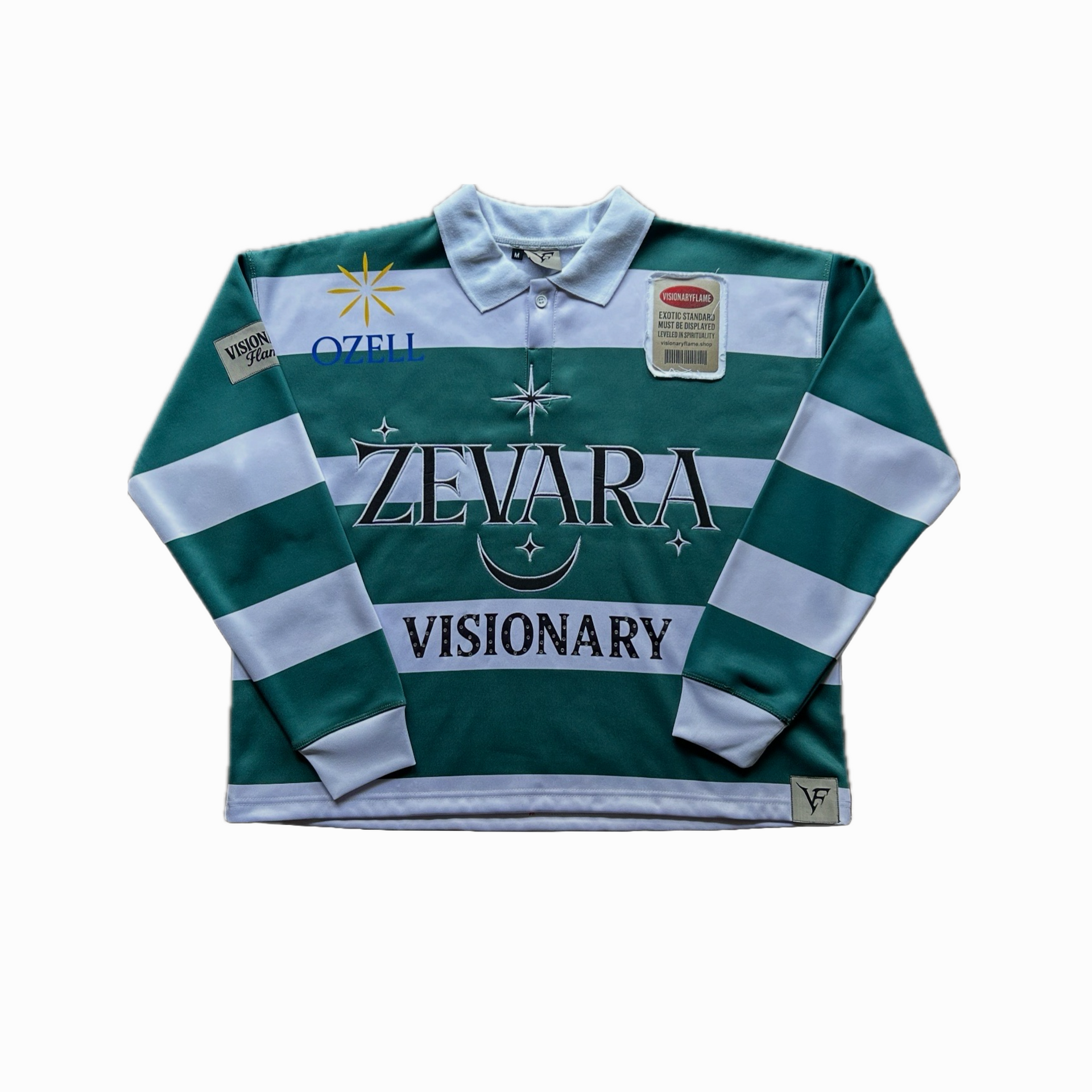 Visionary Flame Varsity Green Stripe Long Sleeve T-Shirt